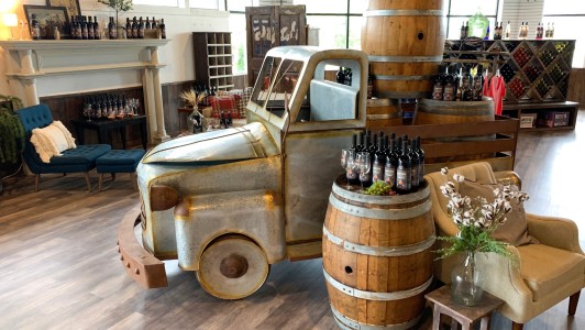truck and wine barrel